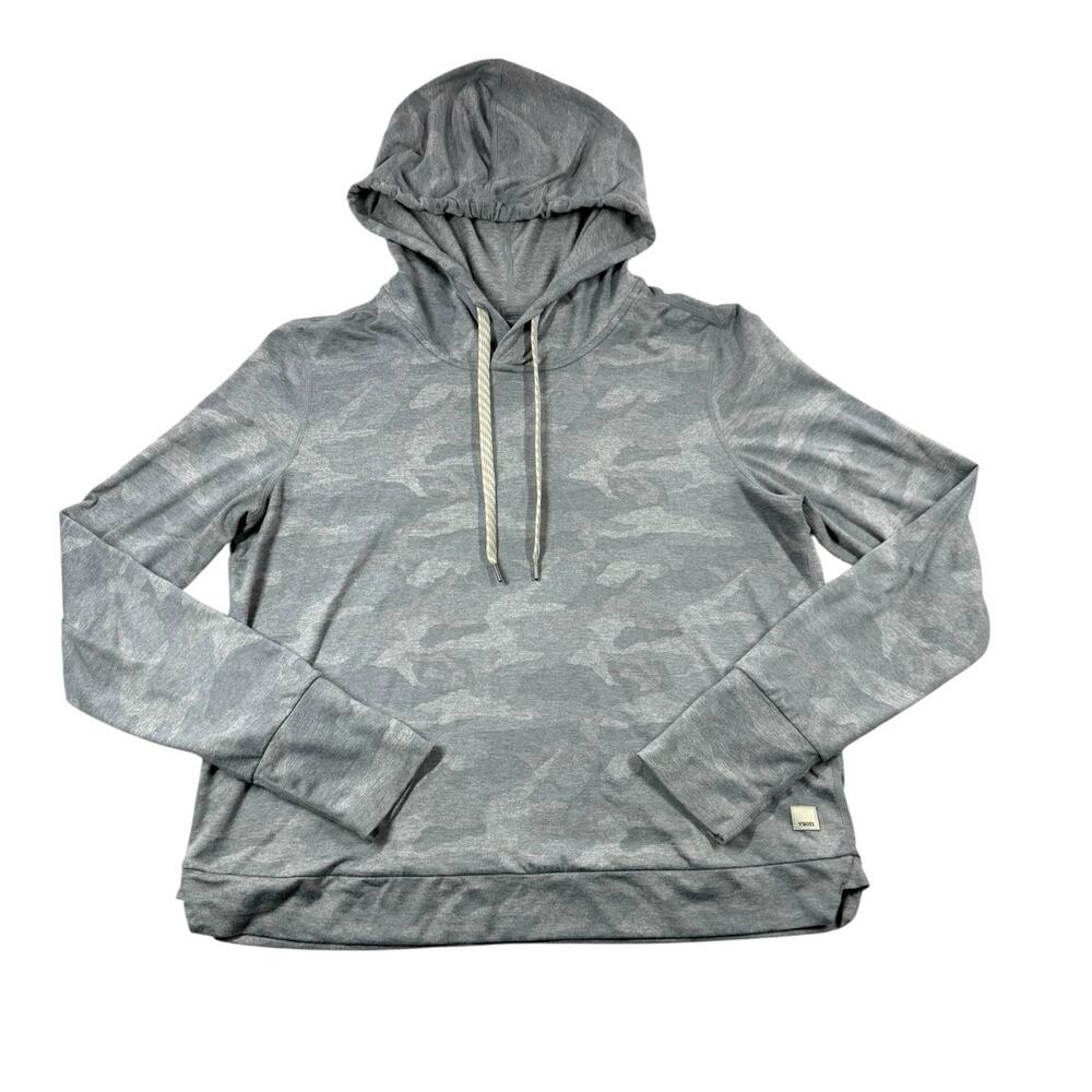 Vuori Halo Essential Camo Hoodie Womens M Grey Pullover Lightweight Altheisure